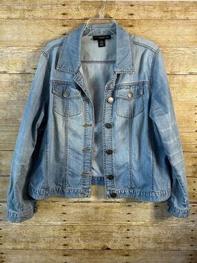 Venezia Lane Bryant Light Blue Denim Jean Jacket EUC Size 14/16